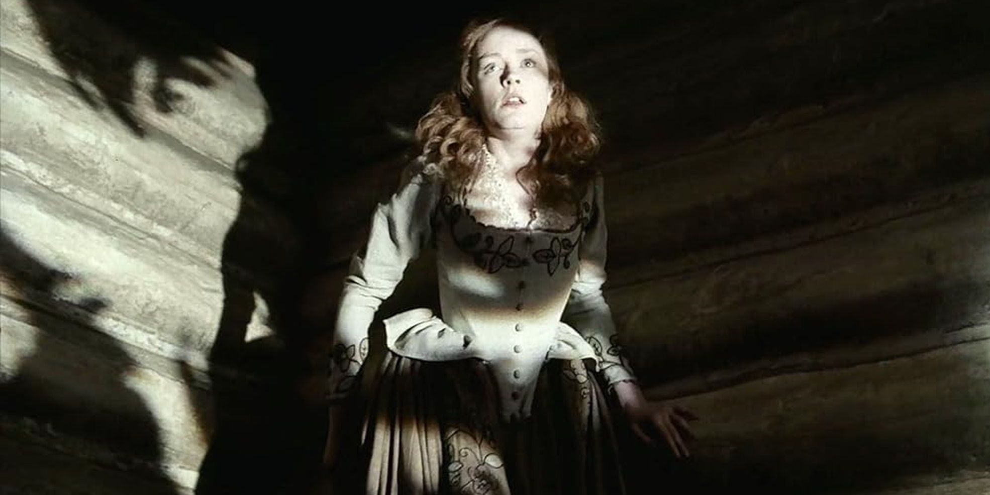 Claire Skinner cowers in fear in Sleepy Hollow
