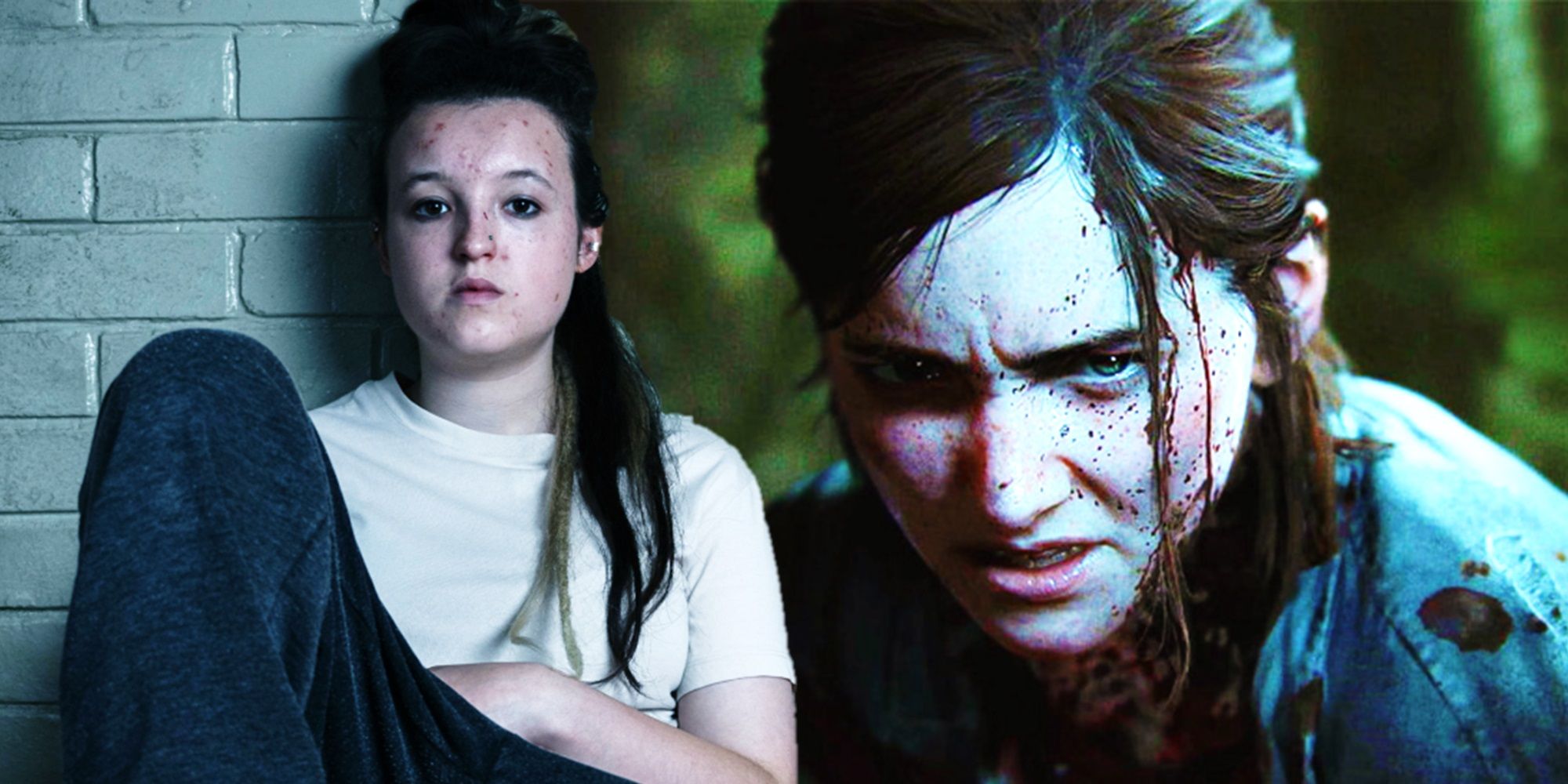Collage of Bella Ramsey in Time and Ellie in The Last of Us Part II