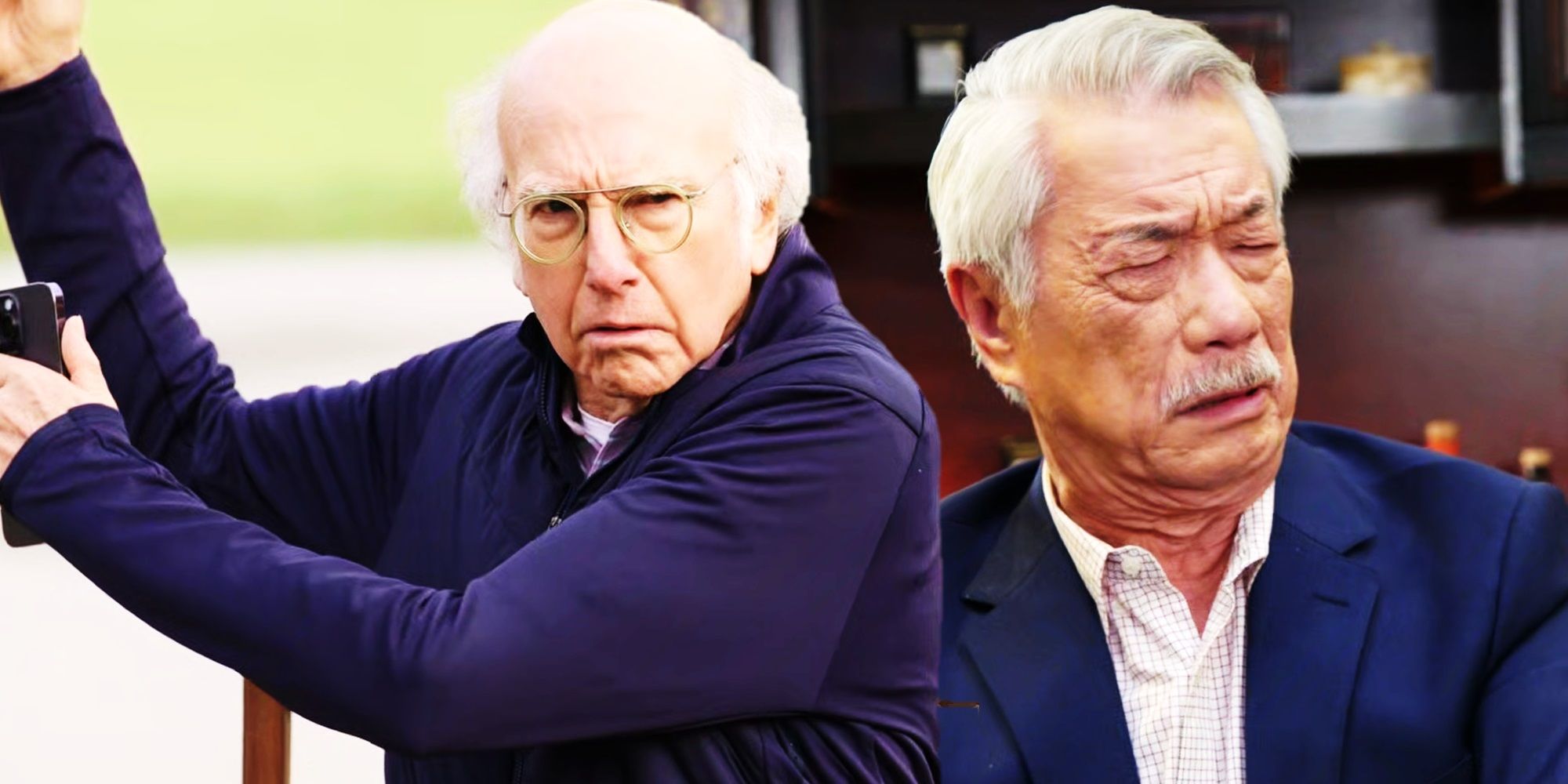 Collage of Larry and Mr Takahashi in Curb Your Enthusiasm