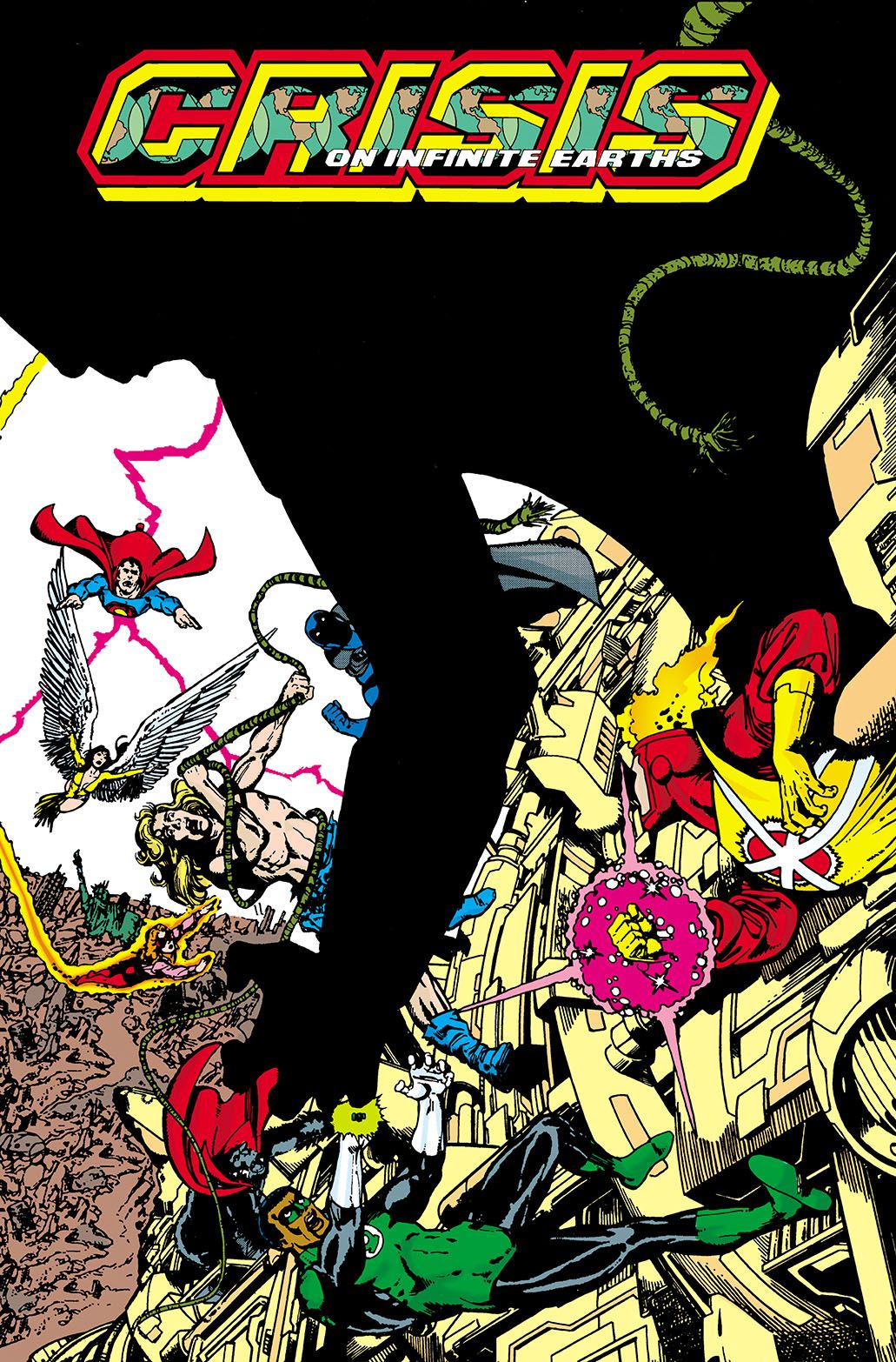 Crisis on Infinite Earths 2 cover, featuring the heores being attacked by a Shadow Demon