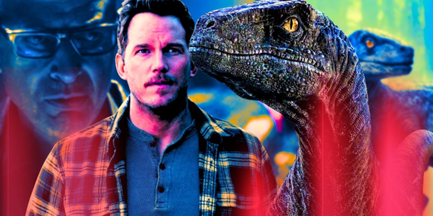 Custom image featuring raptors from Jurassic World, Chris Pratt's Owen Grady, and Jeff Goldblum's Ian Malcolm