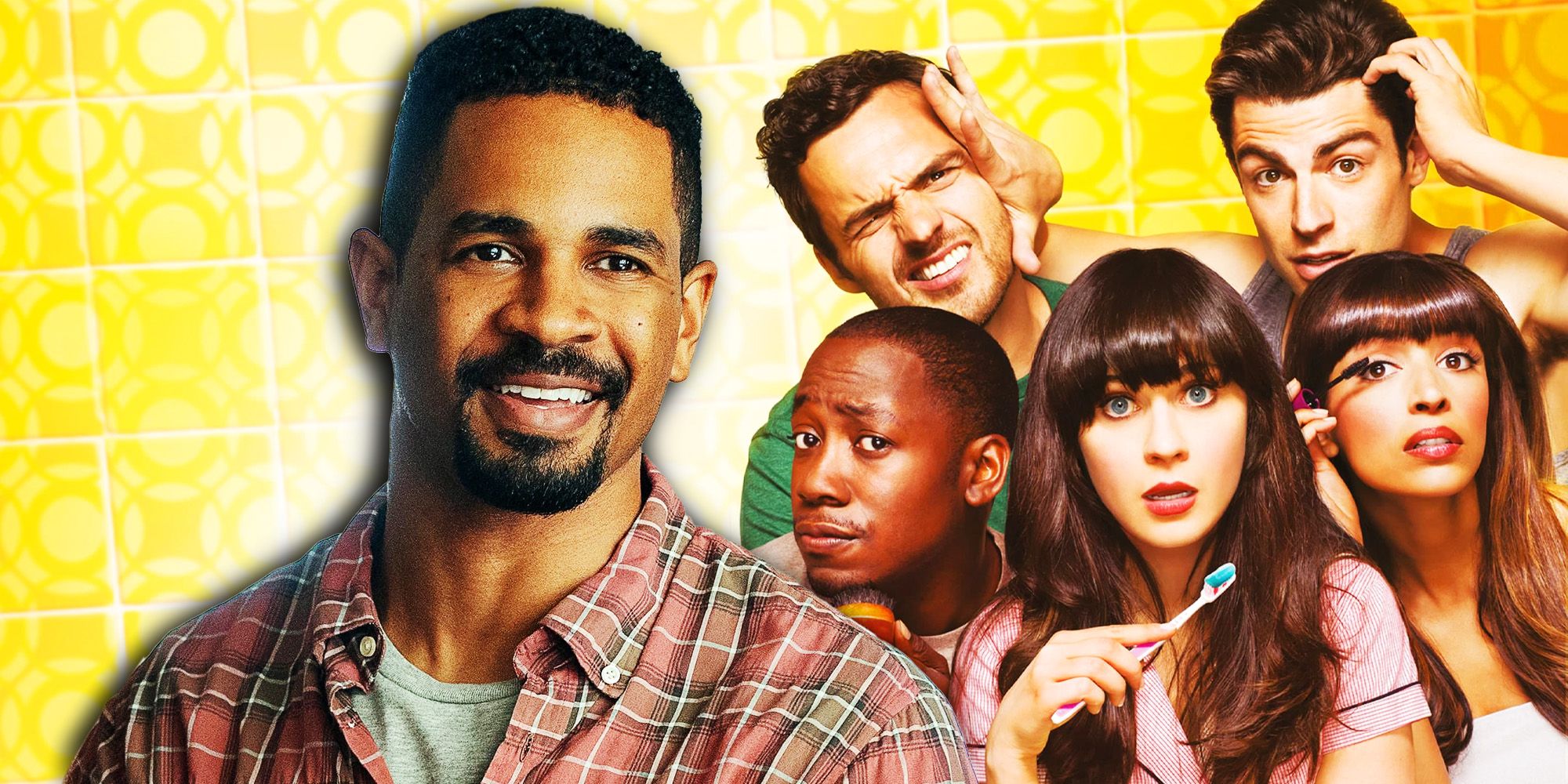 Damon Wayans Jr as Adam in Players and the cast of New Girl