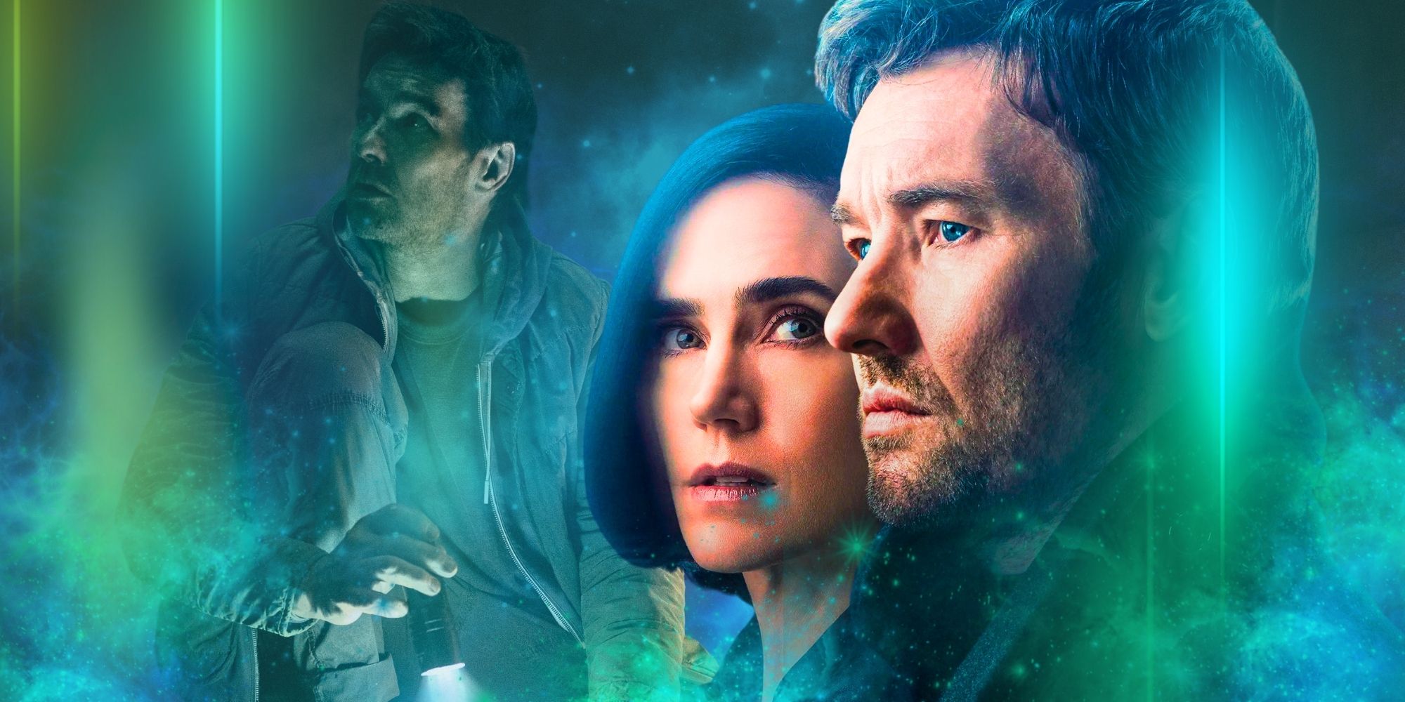 A custom image of Joel Edgerton as Jason Dessen from the Dark Matter poster along with his character's wife