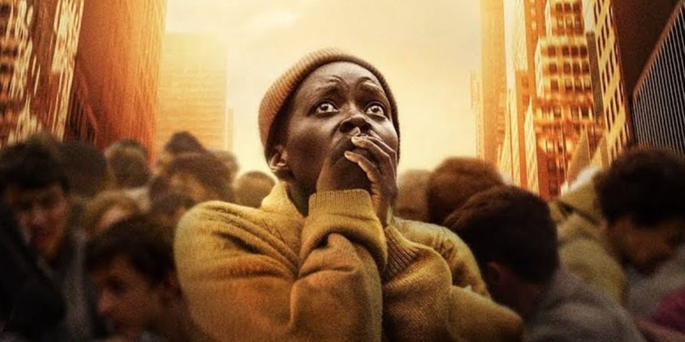 Lupita Nyong'o looks shocked on the poster for A Quiet Place Day One