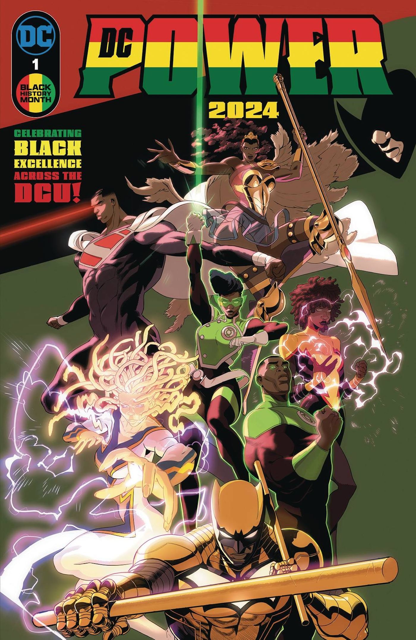 DC Power 2024 1 Main Cover: DC's Black superheroes pose together.
