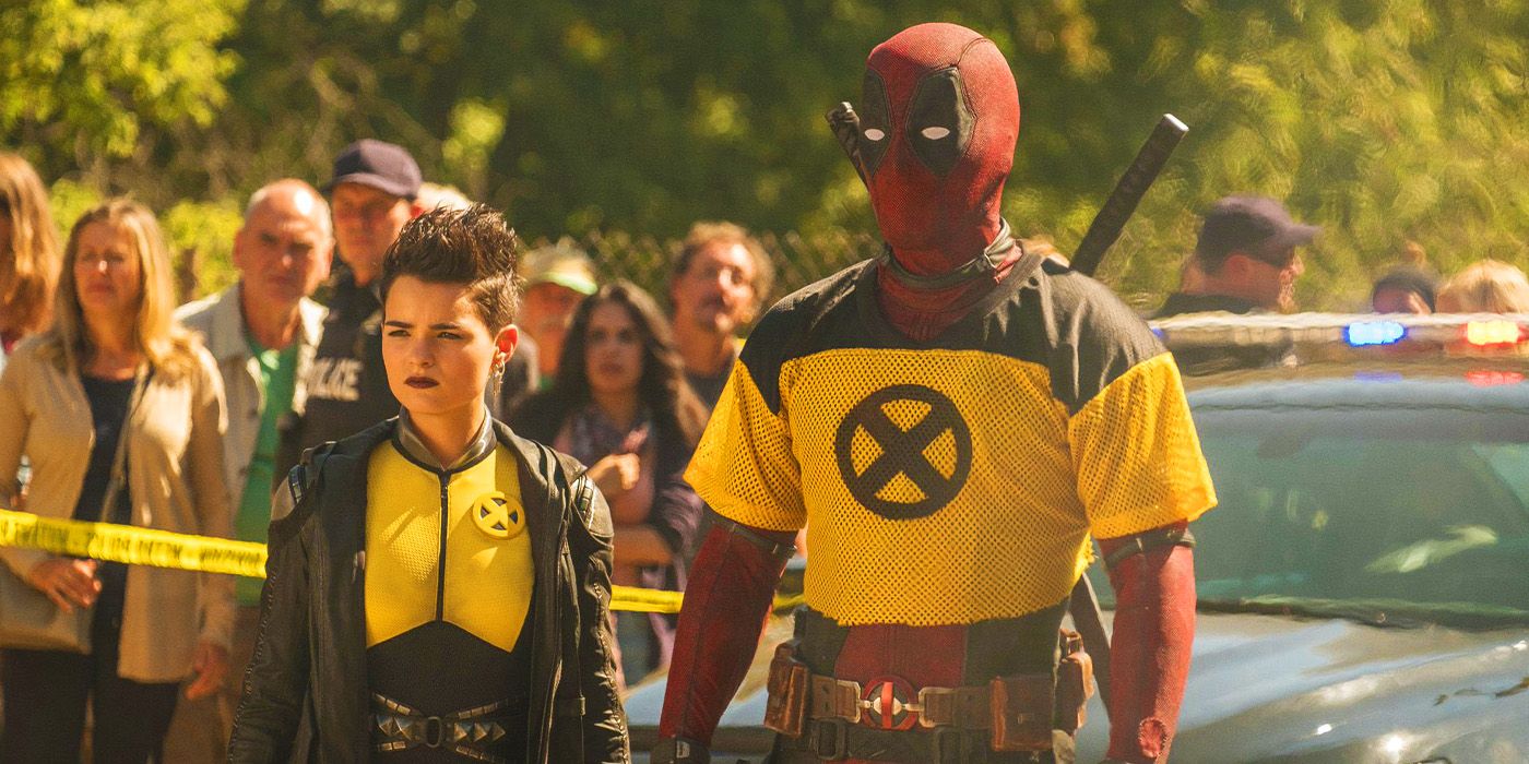Deadpool como estagiário de X-Men e Negasonic Teenage Warhead em Deadpool 2 de 2018