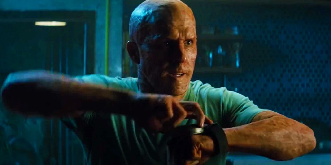 Deadpool using the time travel watch in Deadpool 2