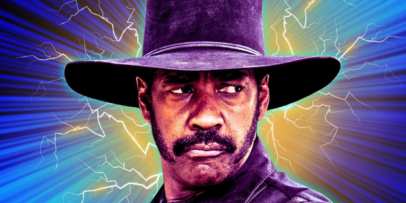 Denzel Washington in The Magnificent Seven in front of a custom background
