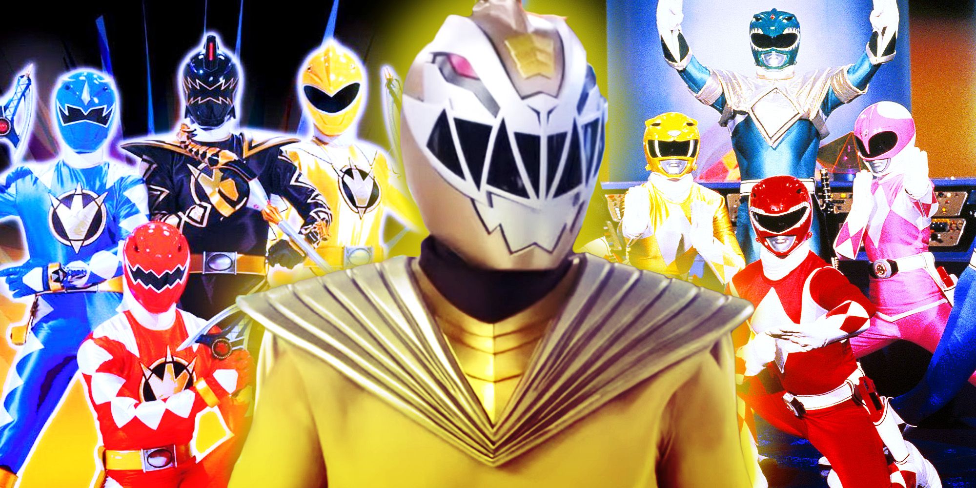 The Dino Thunder Rangers, the Cosmic Fury Zenith Ranger, and the Mighty Morphin Power Rangers