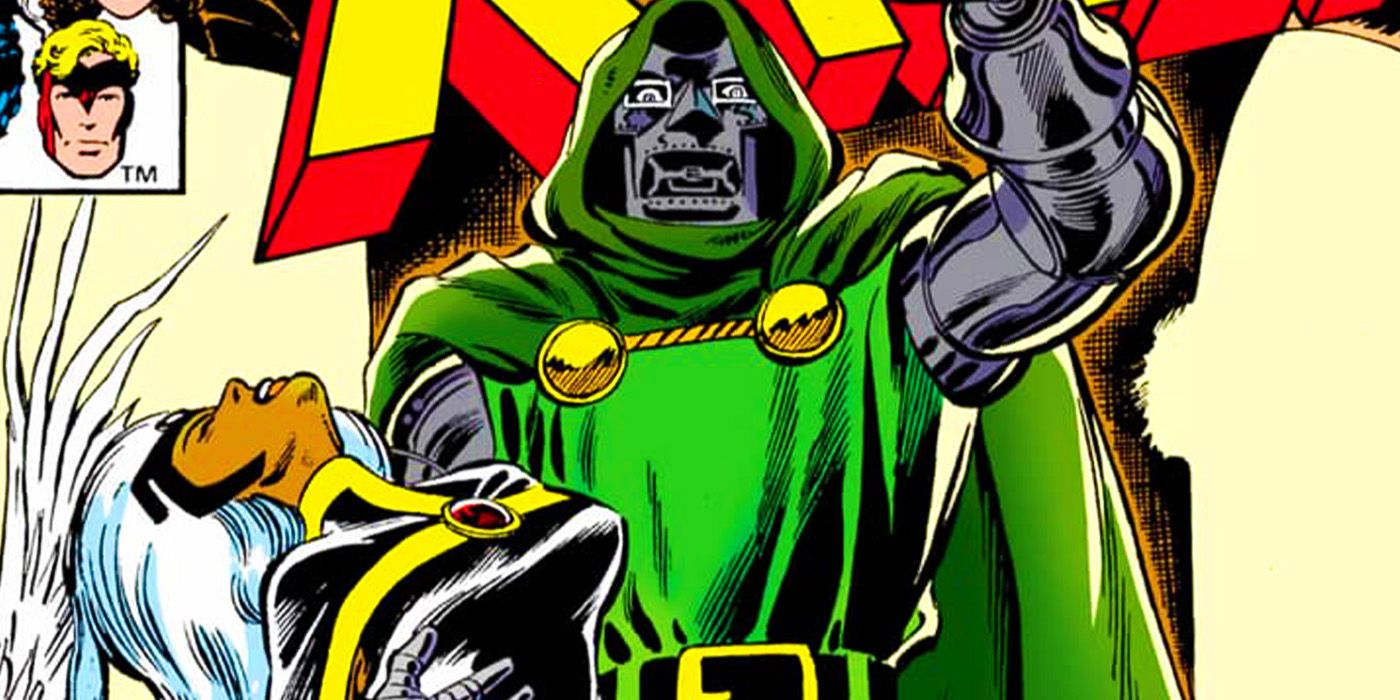 Doctor Doom with an unconscious Storm in Marvel Comics