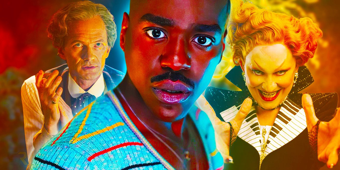 This collage shows the Fifteenth Doctor, the Toymaker, and Jinkx Monsoon&rsquo;s unnamed Doctor Who character.