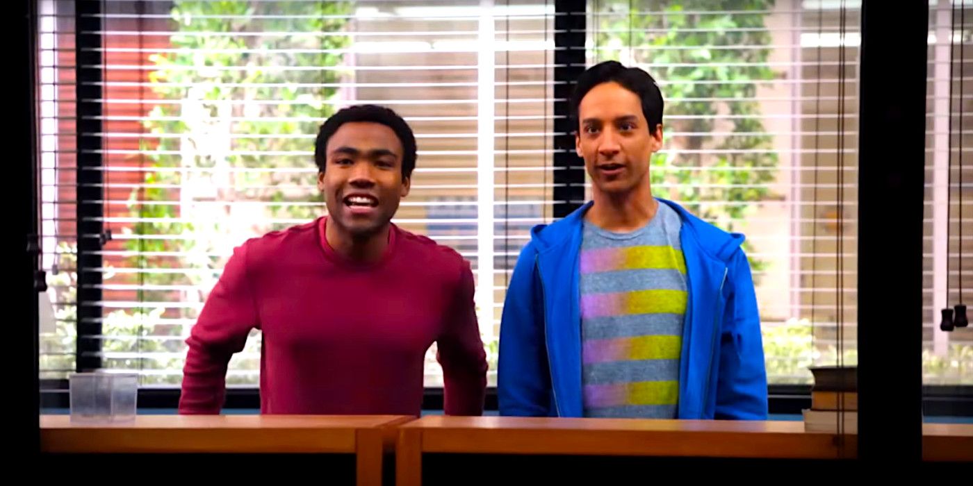 Donald Glover and Danny Pudi clowning around in Community