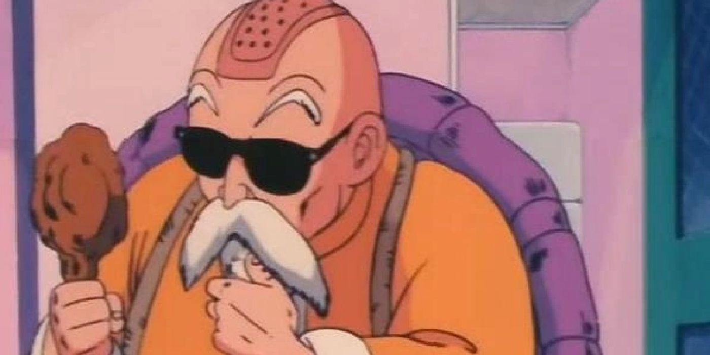 Dragon Ball's Master Roshi With a Band Aid on His Head