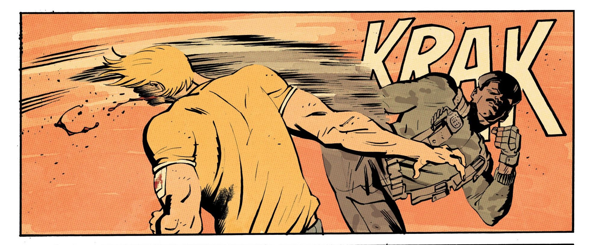Comic book panel from Duke #2 - Stalker shows Duke his moves
