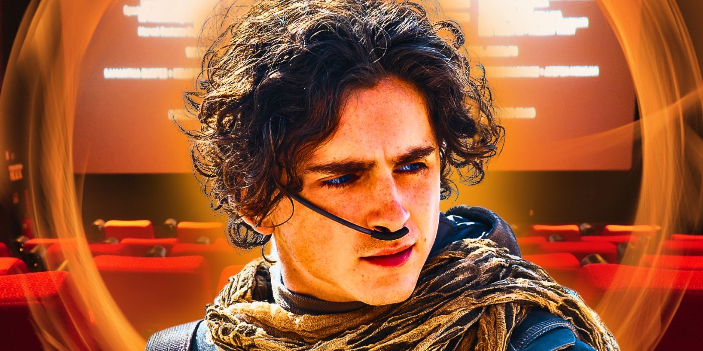 Timothée Chalamet as Paul Atreides from Dune 2 with movie theater credits