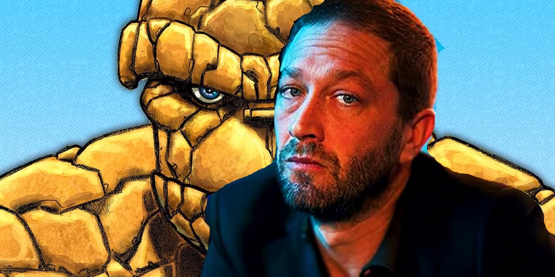 Custom image of Ebon Moss-Bachrach placed over Marvel comic' Thing