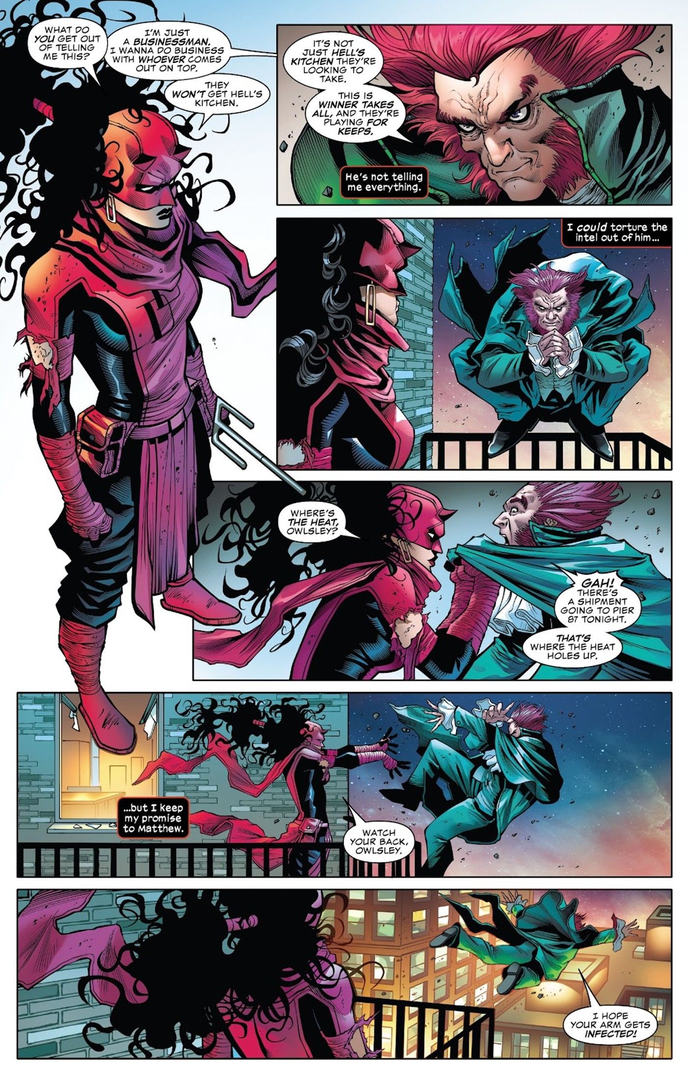 Elektra Daredevil pushes Owl