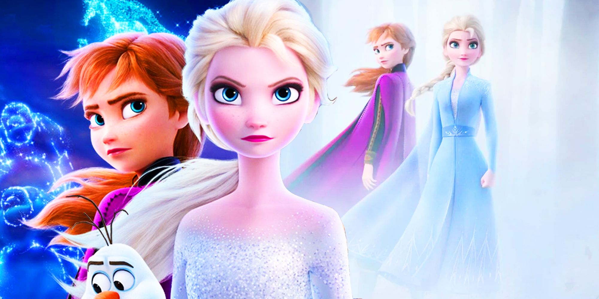 Elsa, Anna, and Olaf in Frozen II