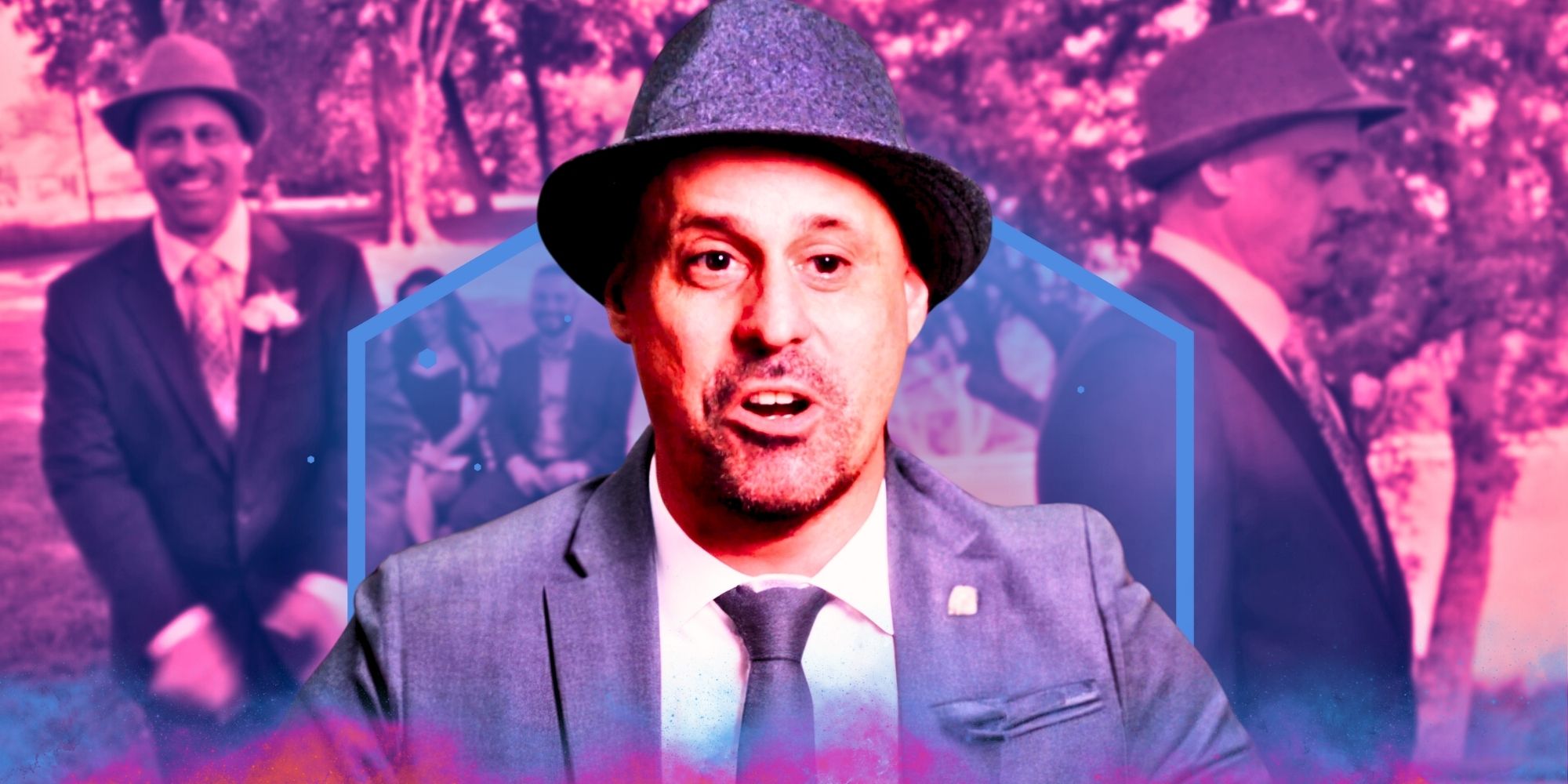 90 Day Fiancé Gino Palazzolo wearing a hat and in wedding attire