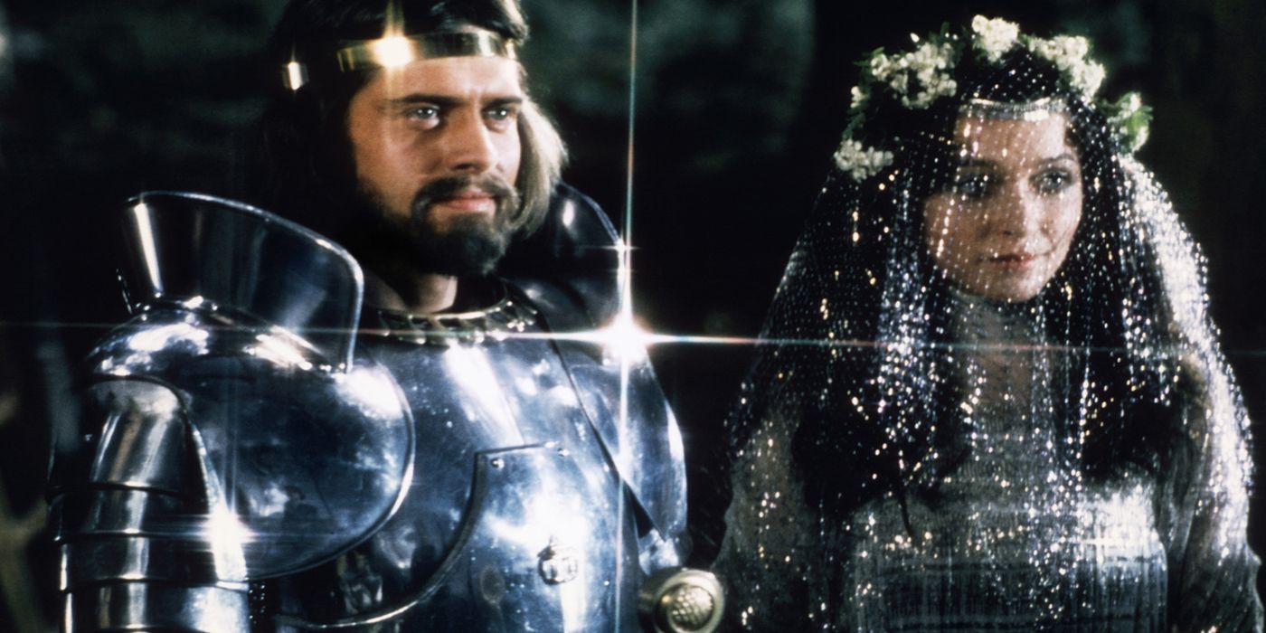 King Arthur and Guinevere standing together in Excalibur