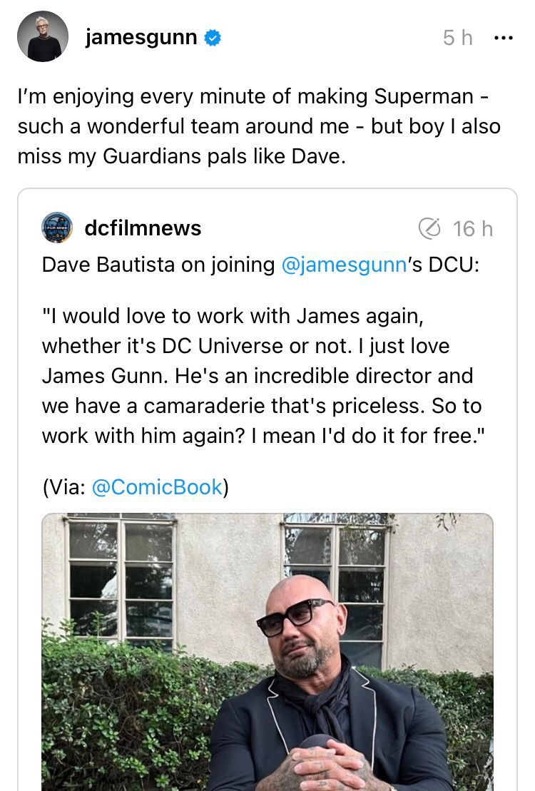 James Gunn Reacts To Guardians Of The Galaxy Actor Wanting To Join The DCU