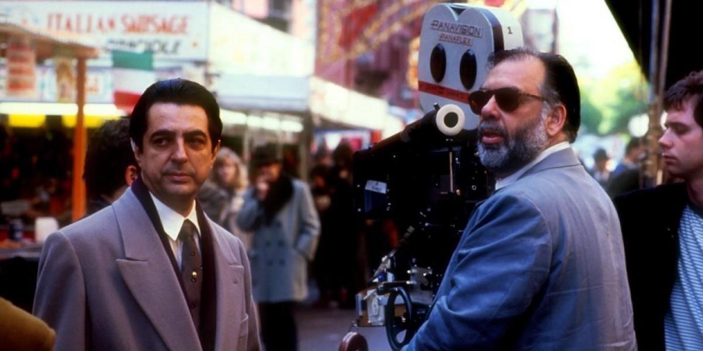 Joe Mantegna and Francis Ford Coppola behind the scenes of The Godfather Part III