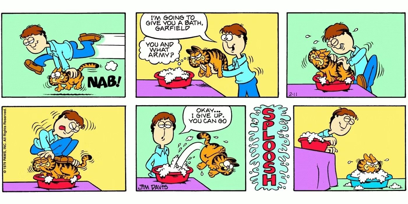 garfield jon gives garfield a bath but meets resistance