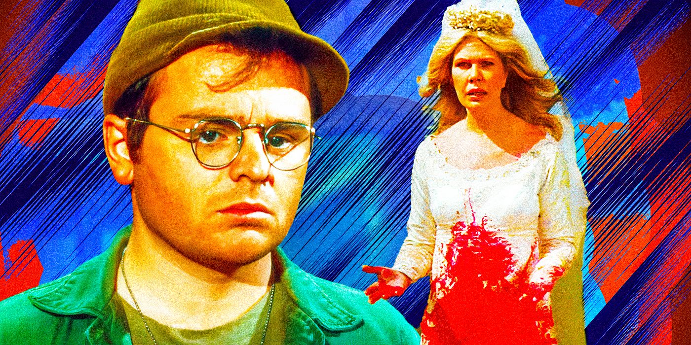 MASH image of Gary Burghoff as Radar O'Reilly looking sad and Loretta Swit as Margaret in a bloodsoaked wedding dress