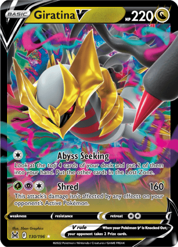 A Giratina V card from Pokemon TCG Lost Origin.