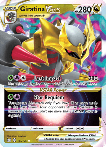 A Giratina VSTAR card from Pokemon TCG Lost Origin.