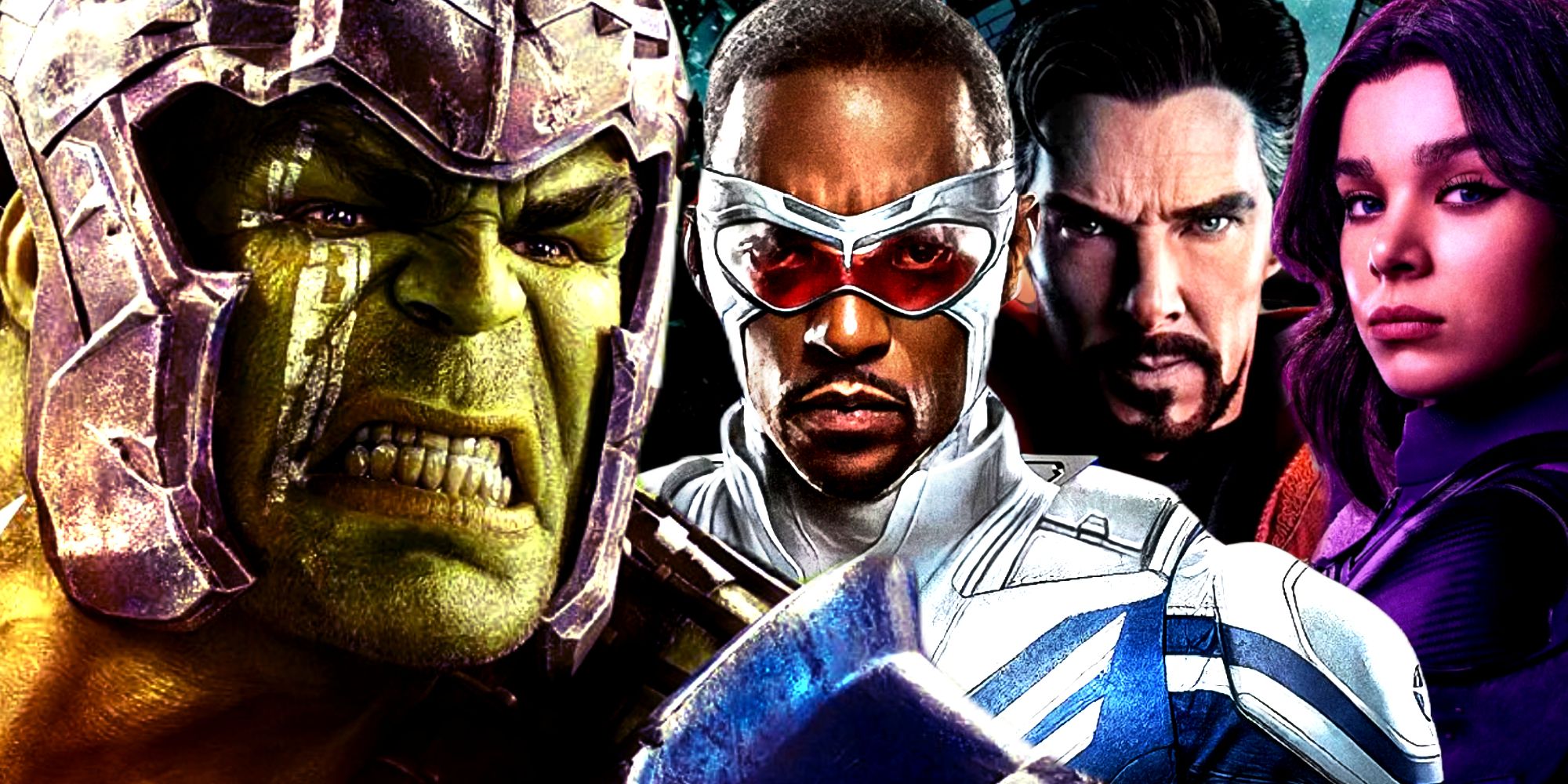 Gladiator Hulk in Thor Ragnarok with Avengers Captain America, Doctor Strange, and Kate Bishop