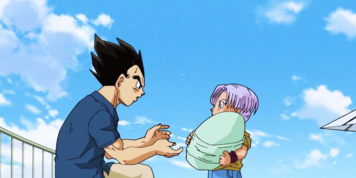 Vegeta being a good dad to Trunks and Bulla.
