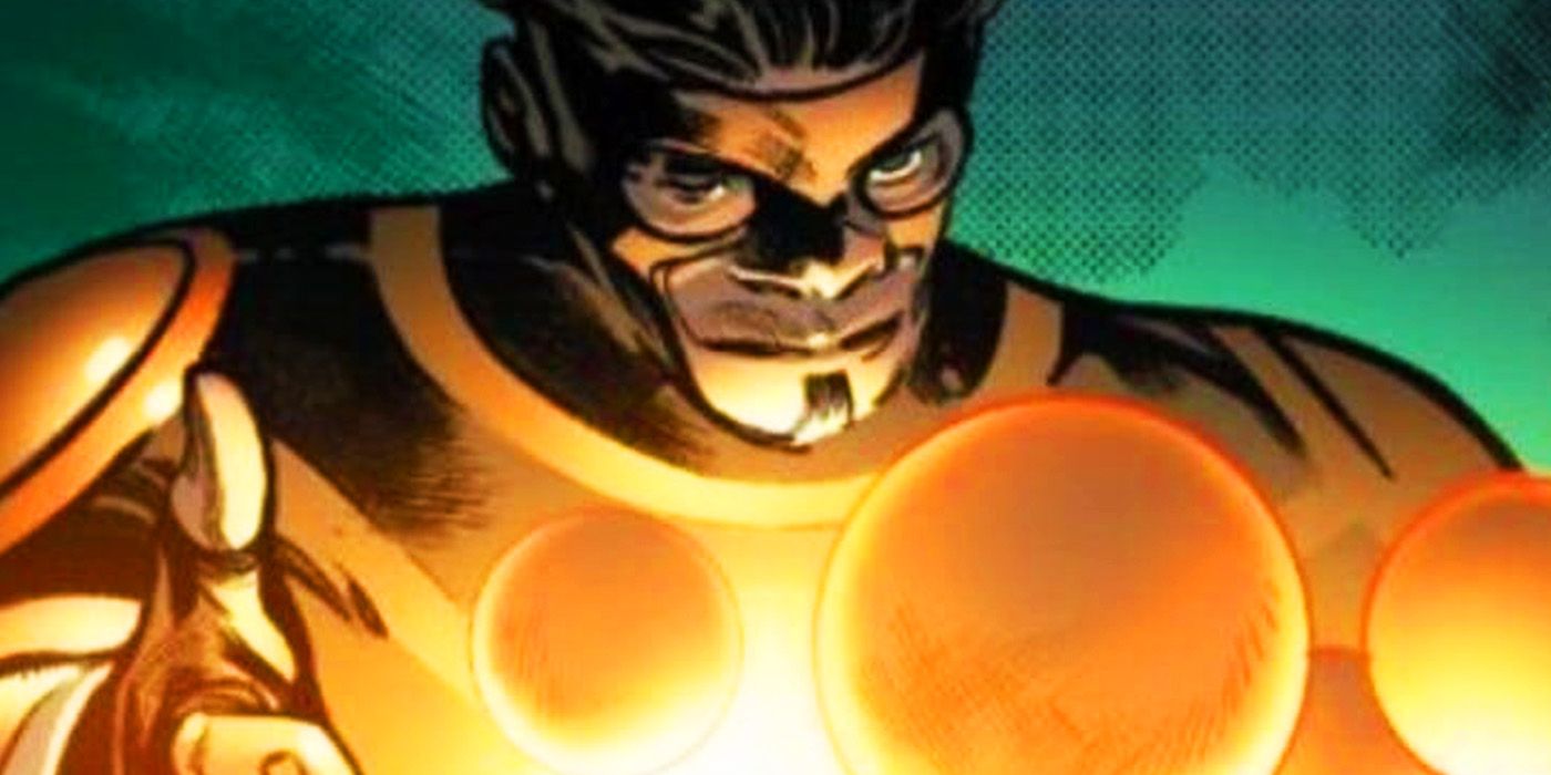 Goldballs examinando suas bolas douradas na Marvel Comics