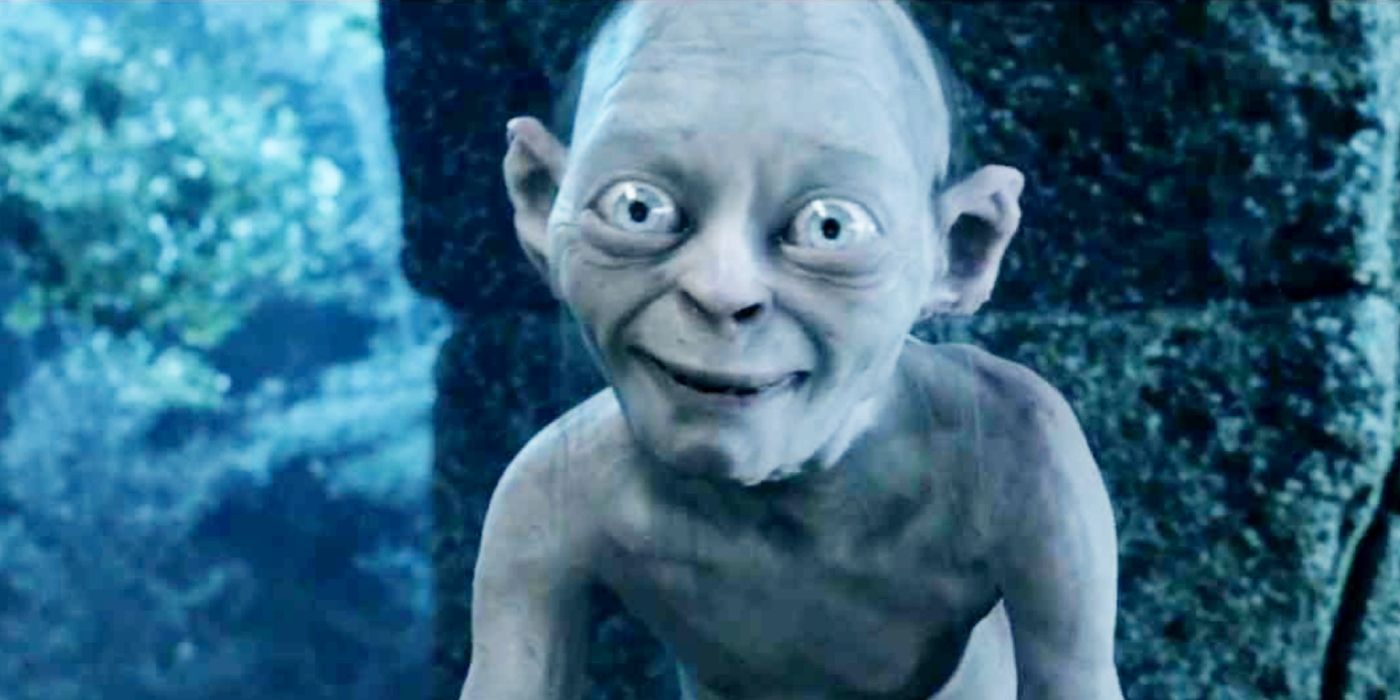 Gollum (Andy Serkis) smiling in The Lord of the Rings.