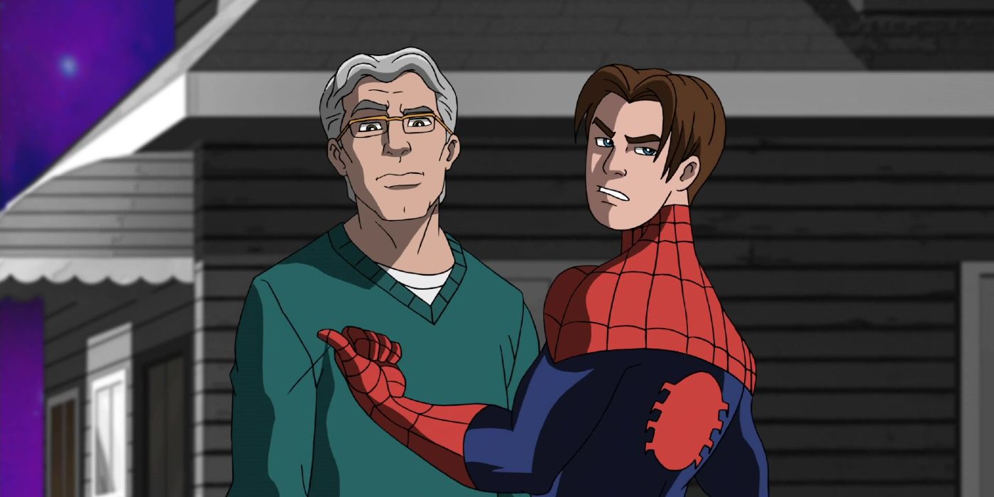 Greg Grunberg como Tio Ben com Peter Parker em Ultimate Spider-Man