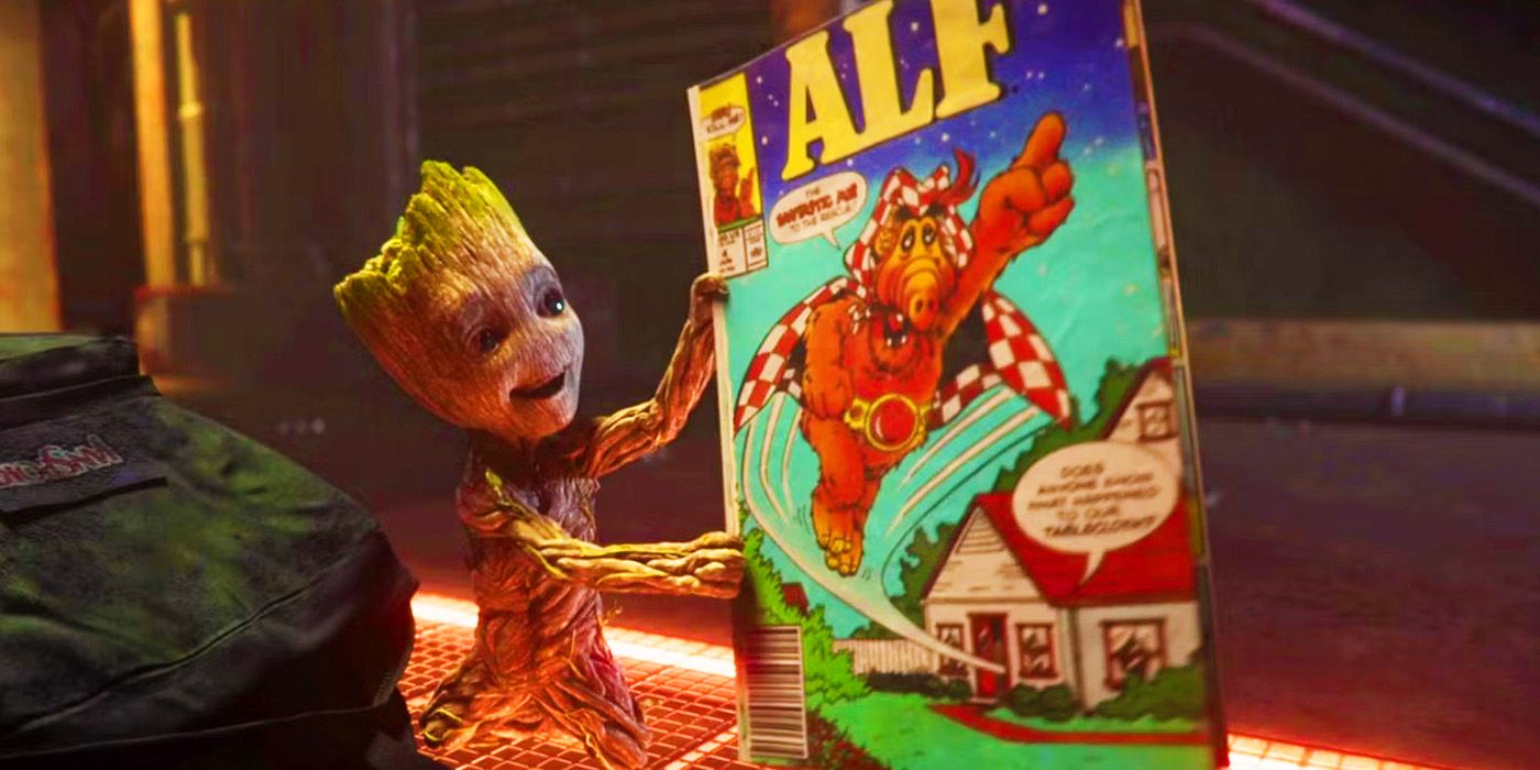 Groot holding Alf #4 in I Am Groot