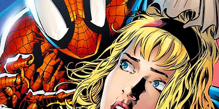 Gwen Stacy being unmasked by Spider-Man in Marvel Comics
