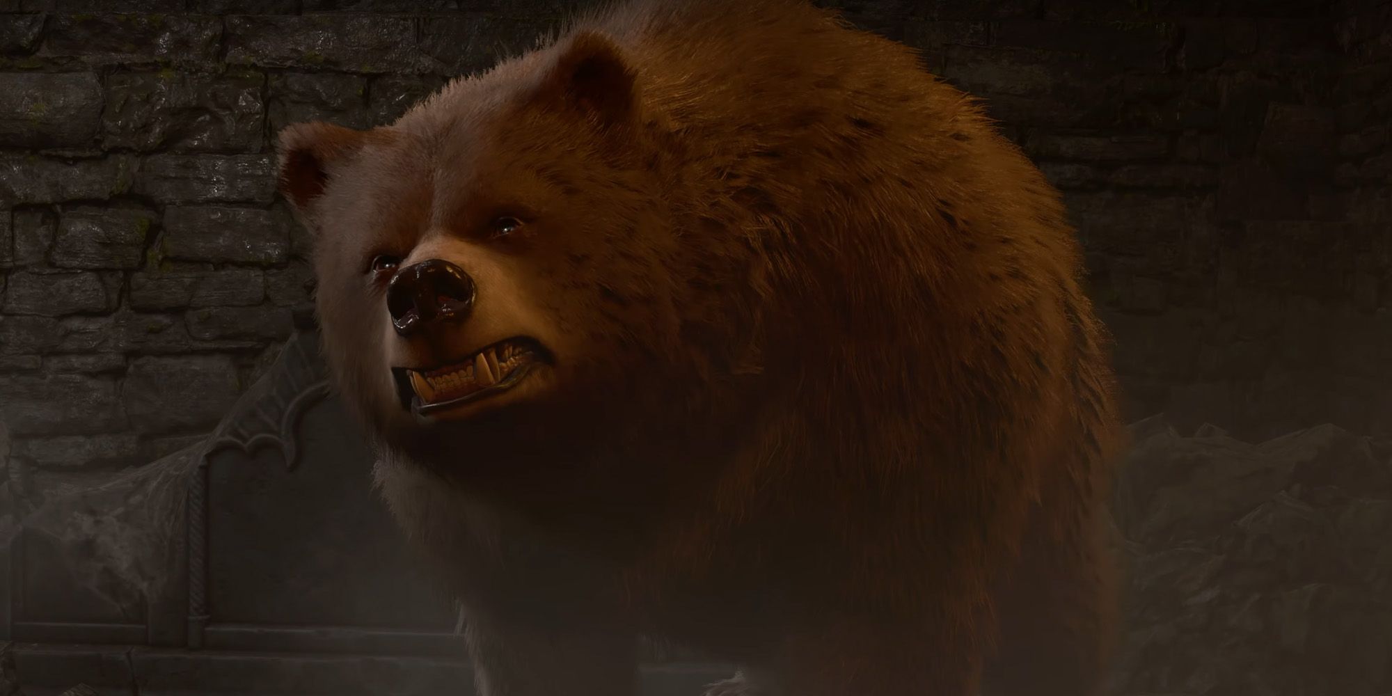 The druid Halsin in snarling Bear form in Baldur's Gate 3.