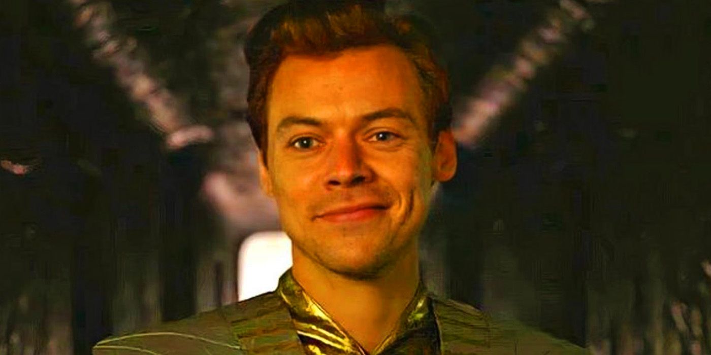 Harry Styles' Eros smiling at the end of MCU's Eternals