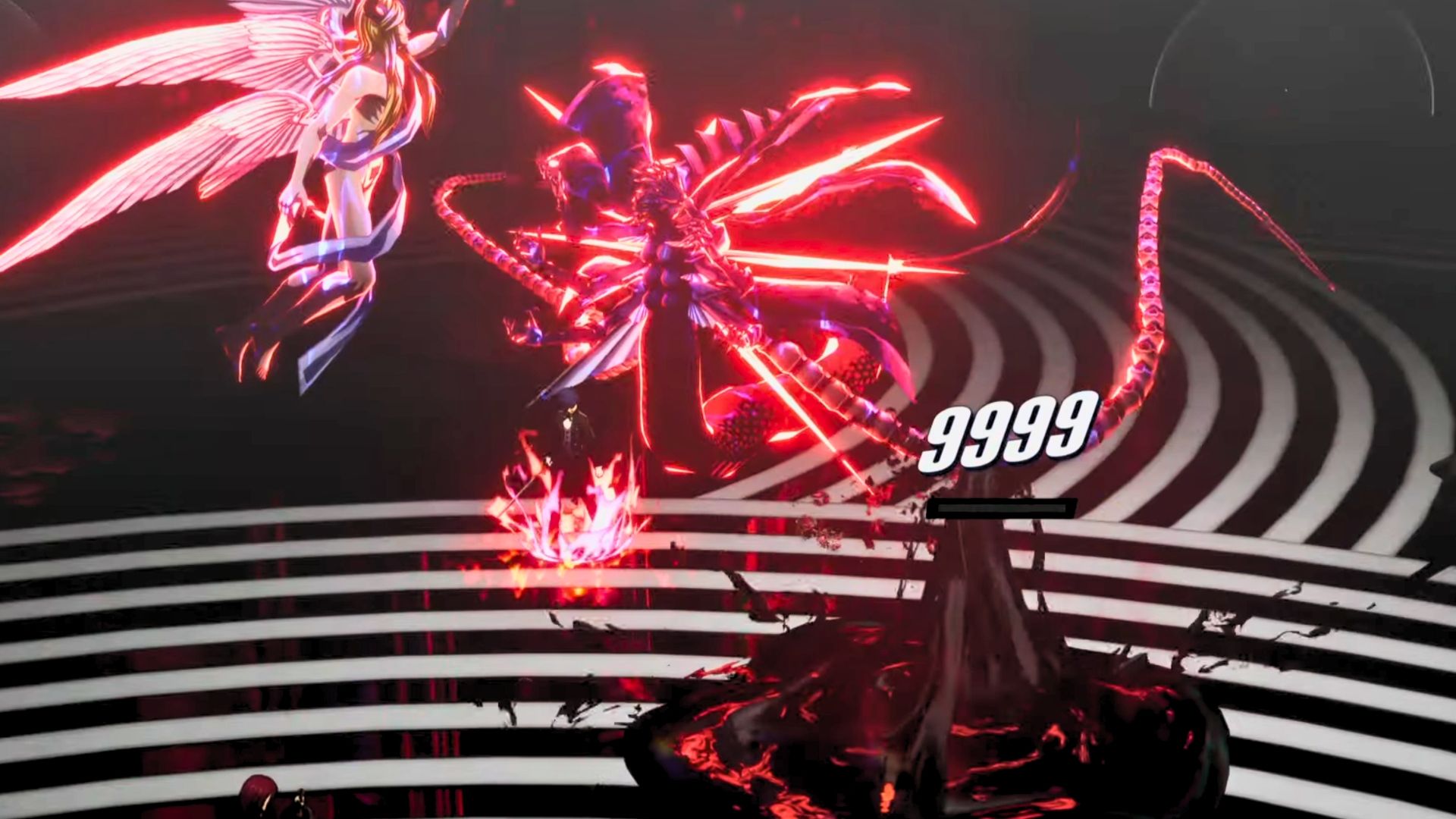 Helel and Satan using an attack on the reaper in Persona 3 Reload