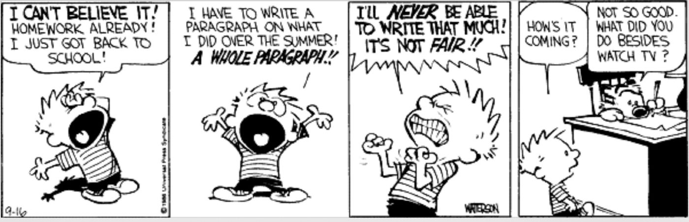 Calvin e Hobbes sobre lição de casa