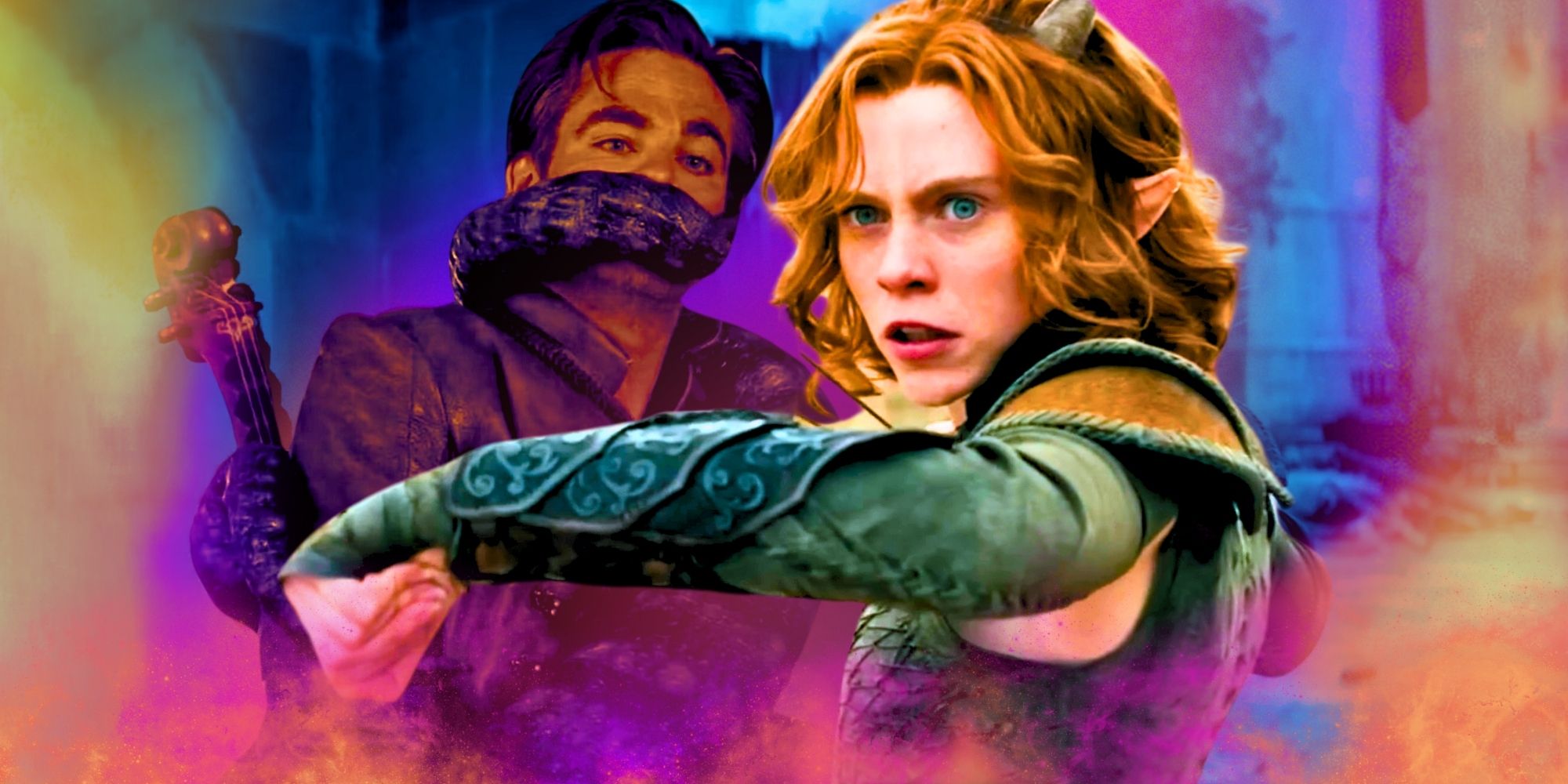 A custom image of Chris Pine's Edgin Darvis and Sophia Lillis' Doric from Dungeons & Dragons: Honor Among Thieves