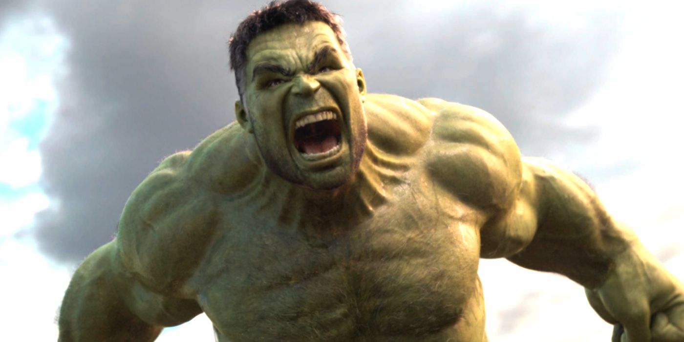 Mark Ruffalo como Hulk parecendo zangado em Thor: Ragnarok
