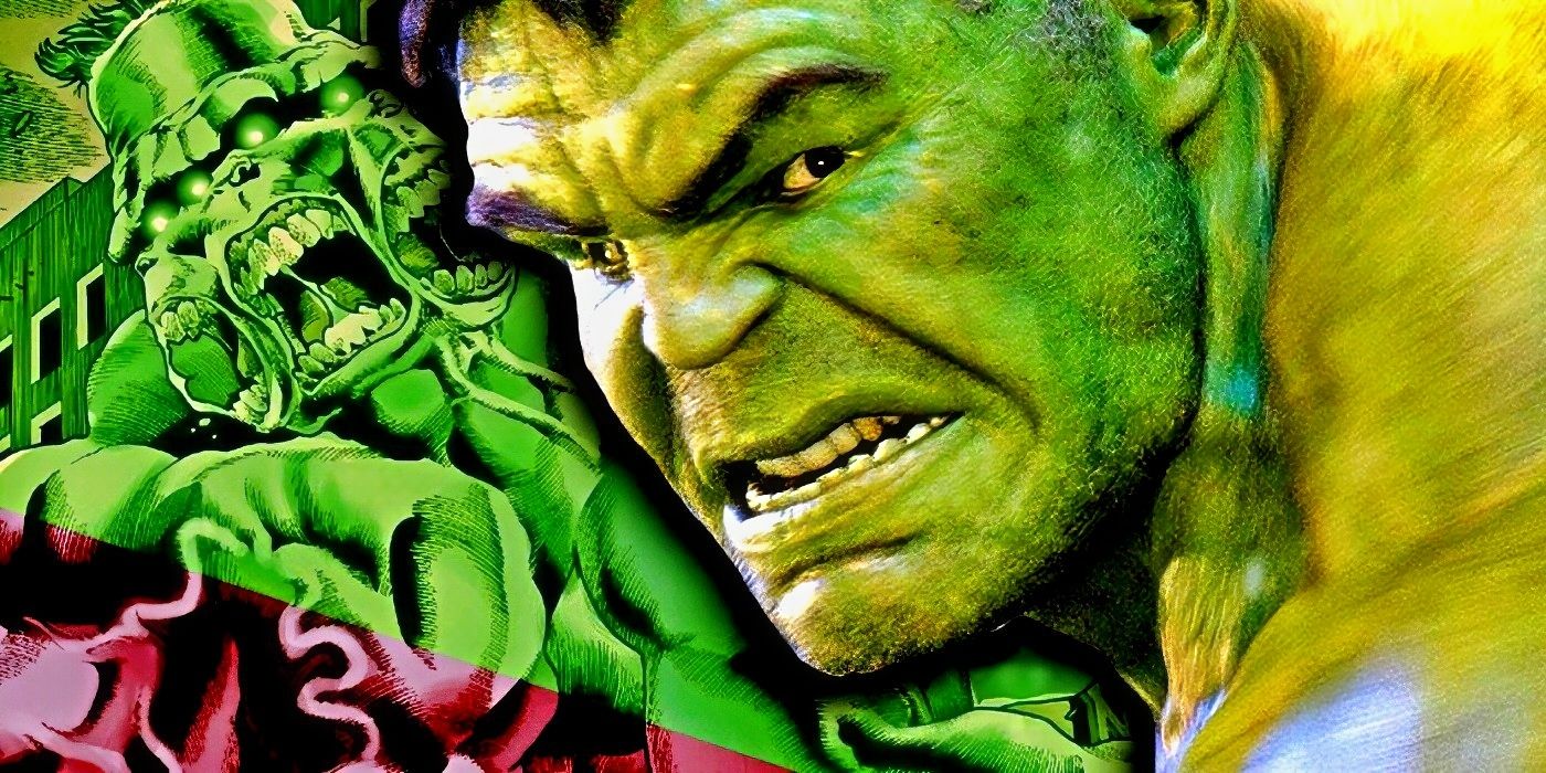 MCU Hulk with the comics version transforming behind him.