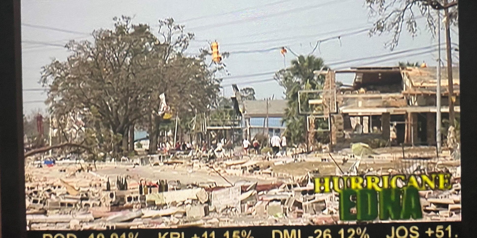 Hurricane Edna on the TV in Curb Your Enthusiasm