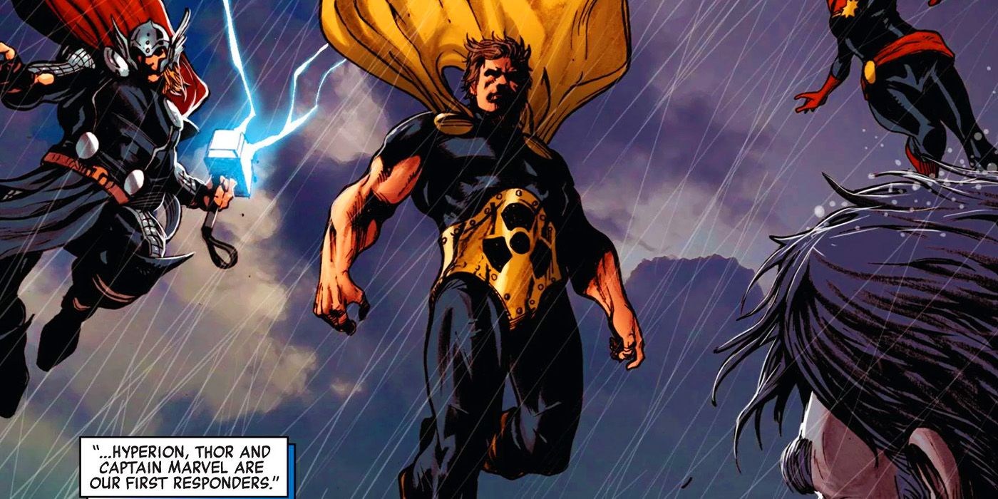 Hyperion, Thor and Captain Marvel in Marvel Comics