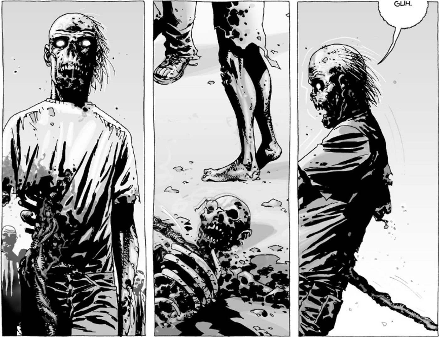 The Walking Dead, zombies walk over the skeletons of other zombies that have been dispatched