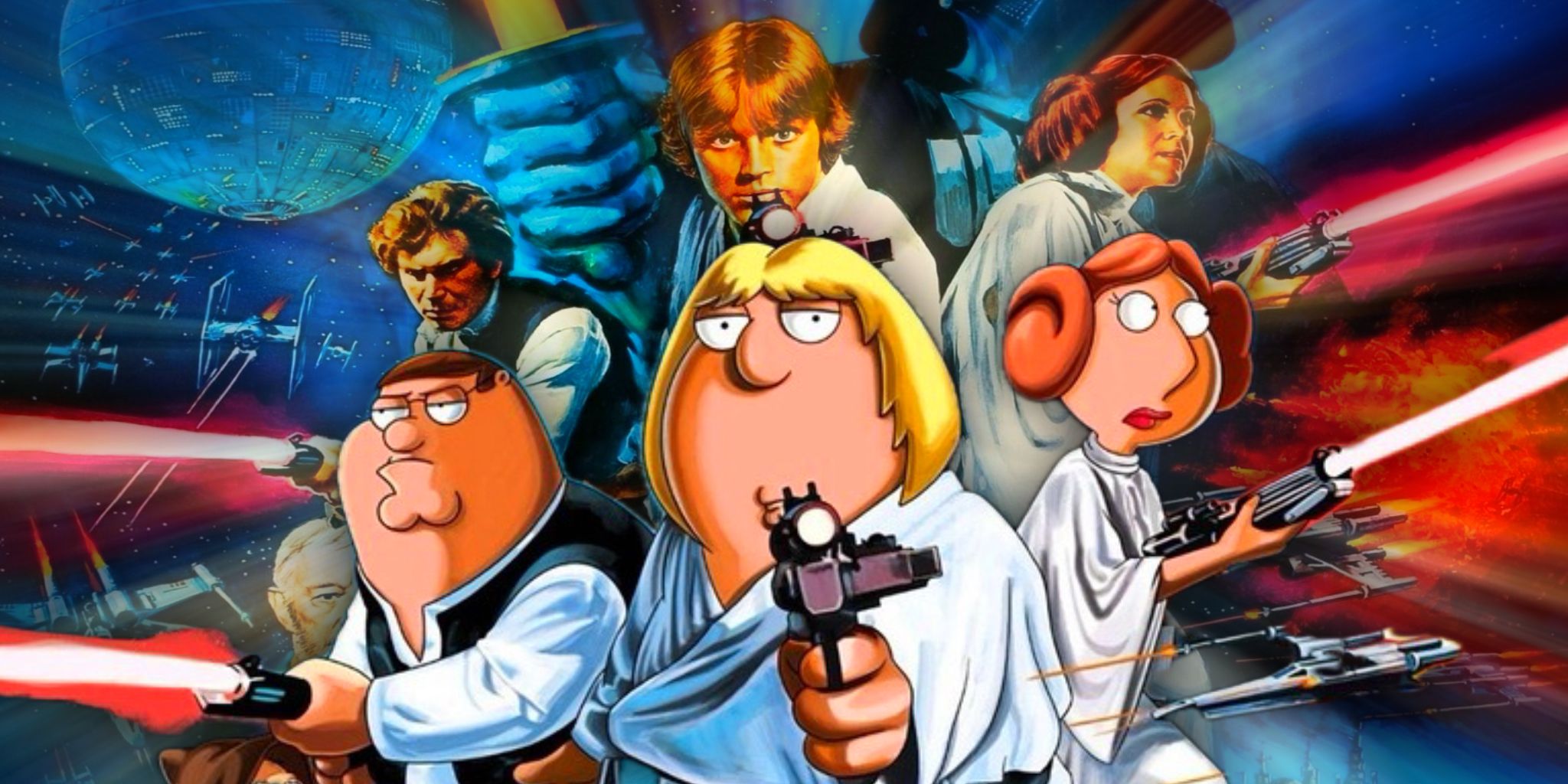 The posters for Star Wars and Family Guy's Blue Harvest parody