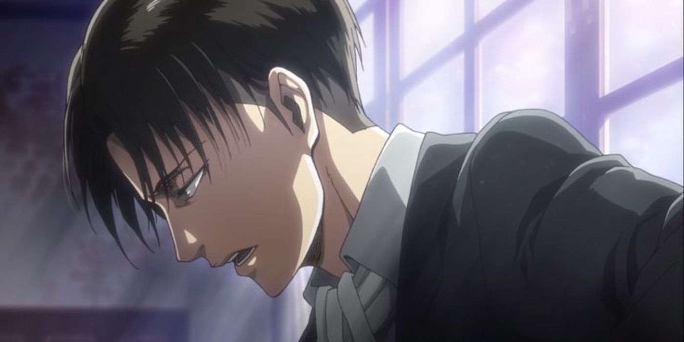 Levi Ackerman looking down in Attack on Titan