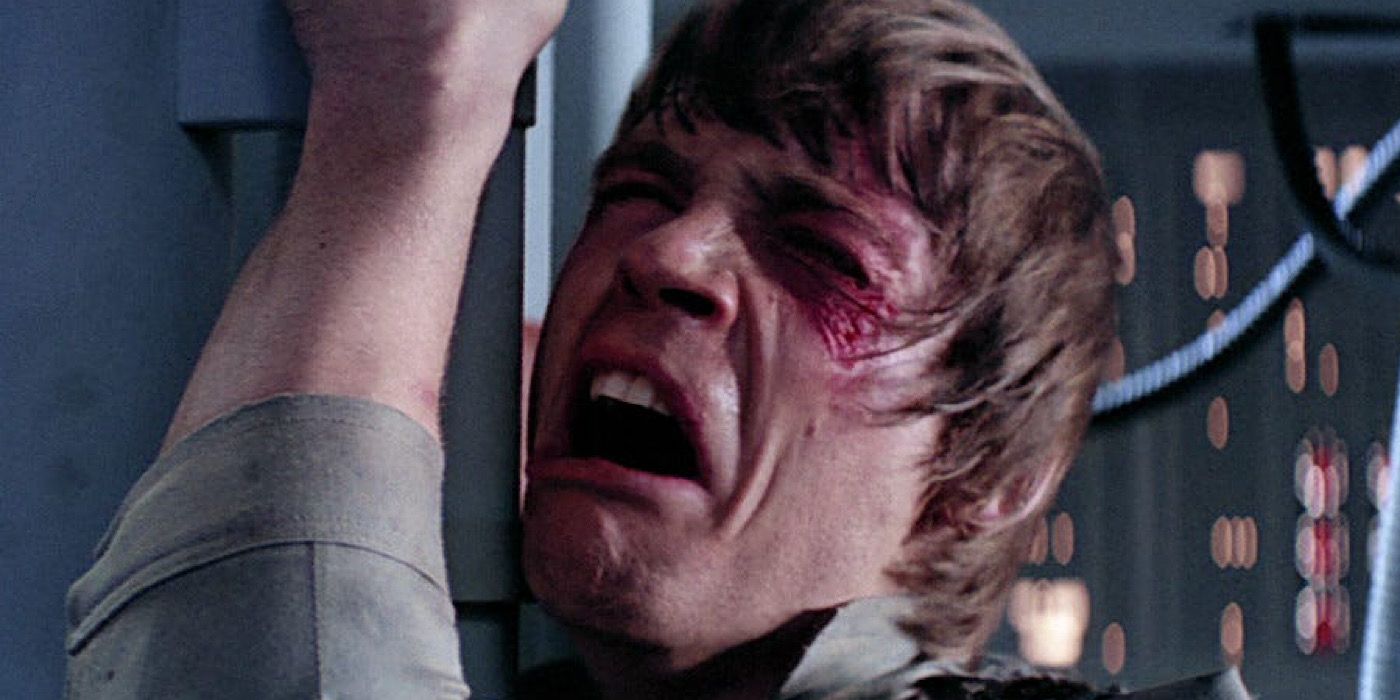 Luke Skywalker screaming with visible injuries on his face in the Empire Strikes Back. 
